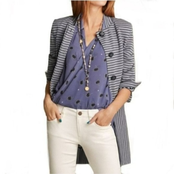 Cabi Dappled Car Coat Stripes Vintage Inspired Bracelet Sleeves Blazer S